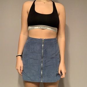 Blue Suede Mini Skirt